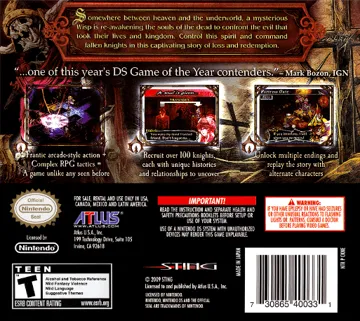 Knights in the Nightmare (USA) box cover back